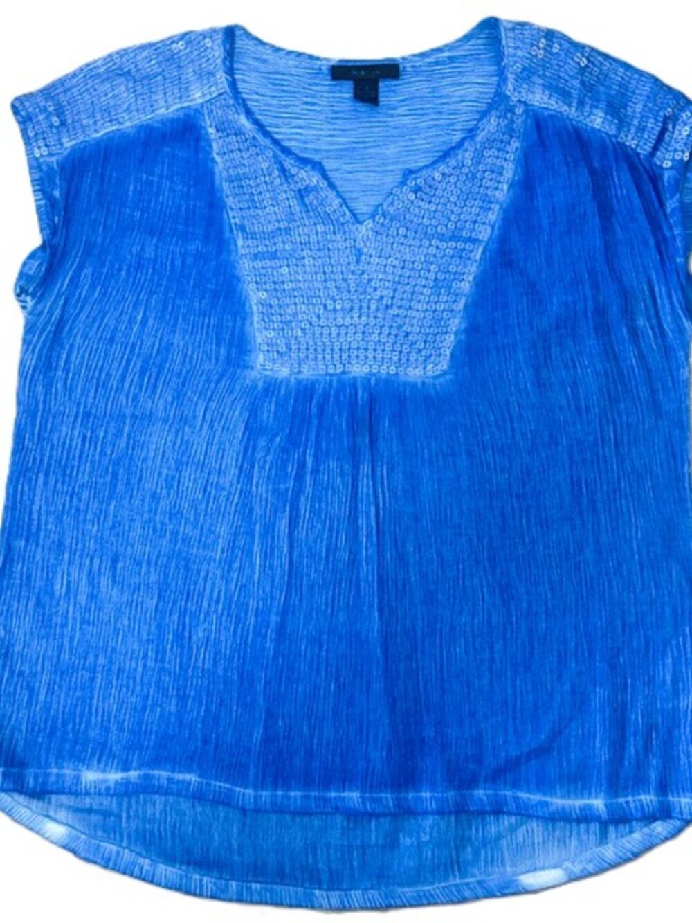 Style & Co Ladies Blouse S Bohemian V Slit Neck Hi Low Crinkle